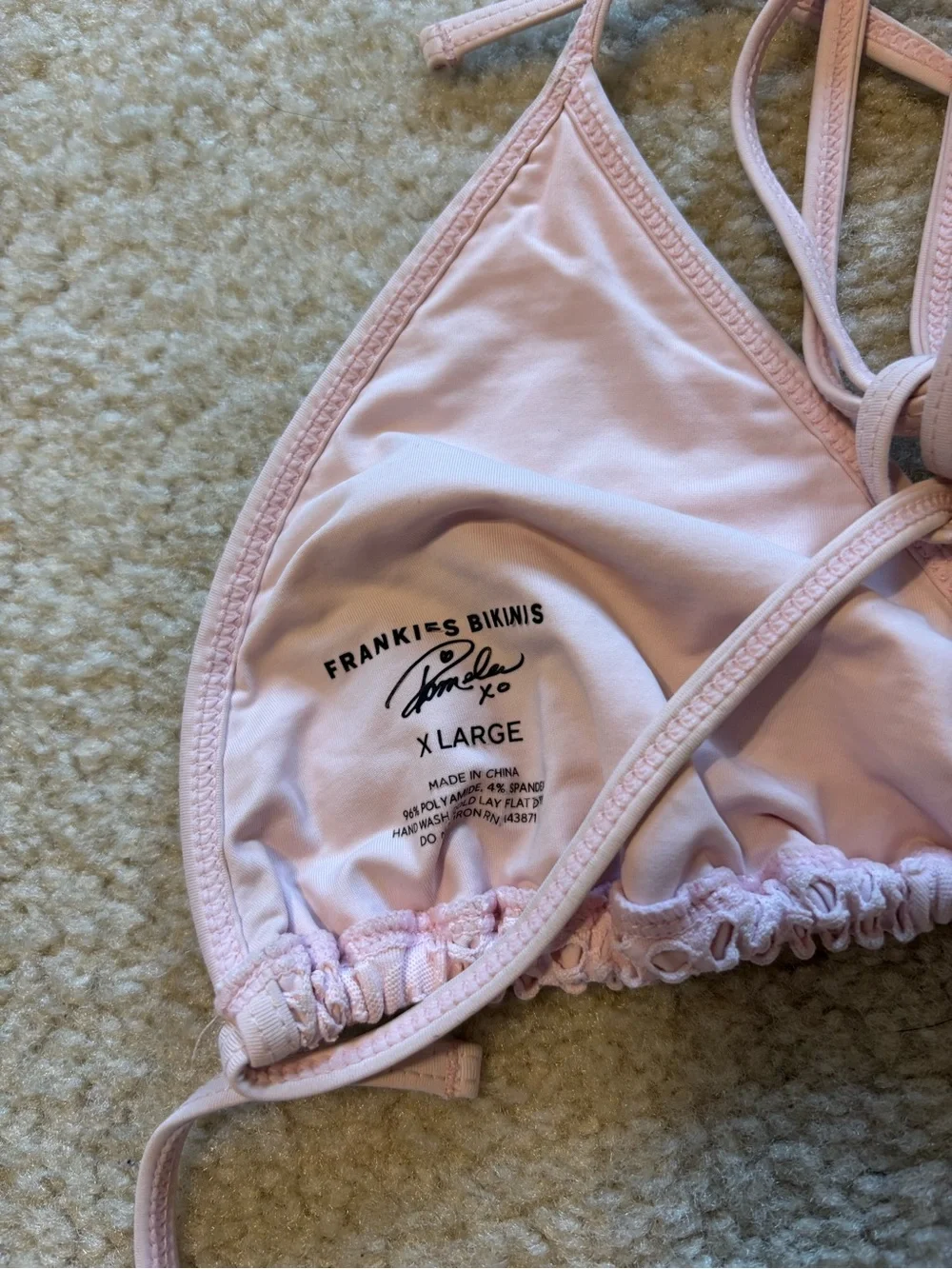 Frankie's Bikinis Light Pink Crochet-Trim Bikini Set